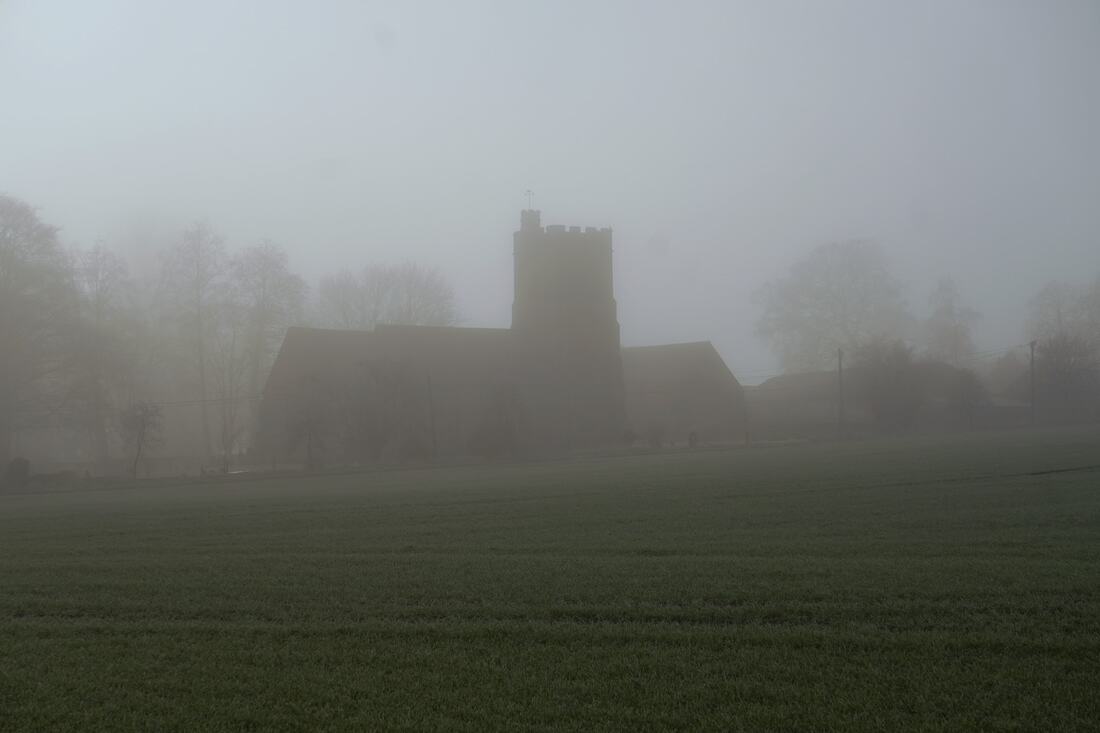misty pictureof the church