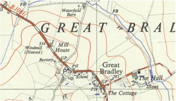 1956 map of Great Bradley